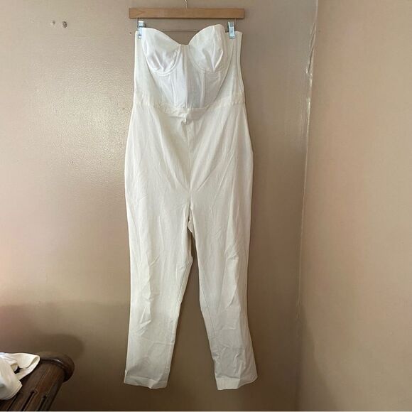 NBD Hastings jumpsuit white corset boned bustier strapless one piece Revolve XL - Picture 7 of 13